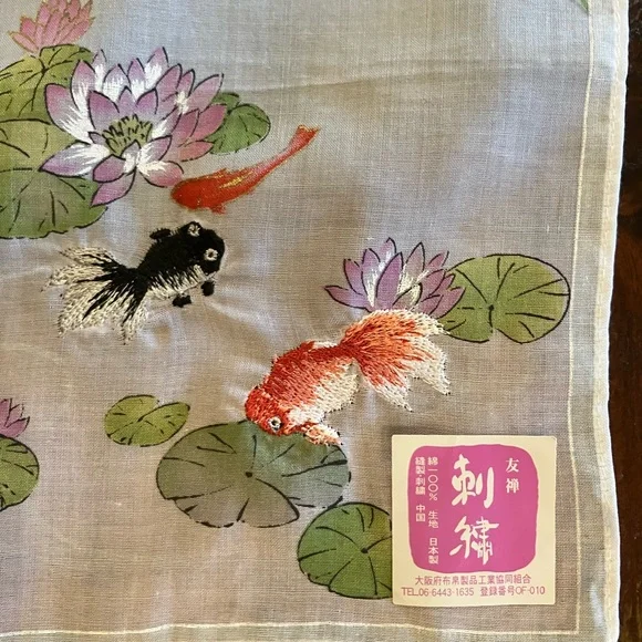 Koi and Goldfish Patterned Scarf - Picture 2 of 4